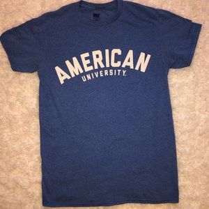 Blue American university t shirt